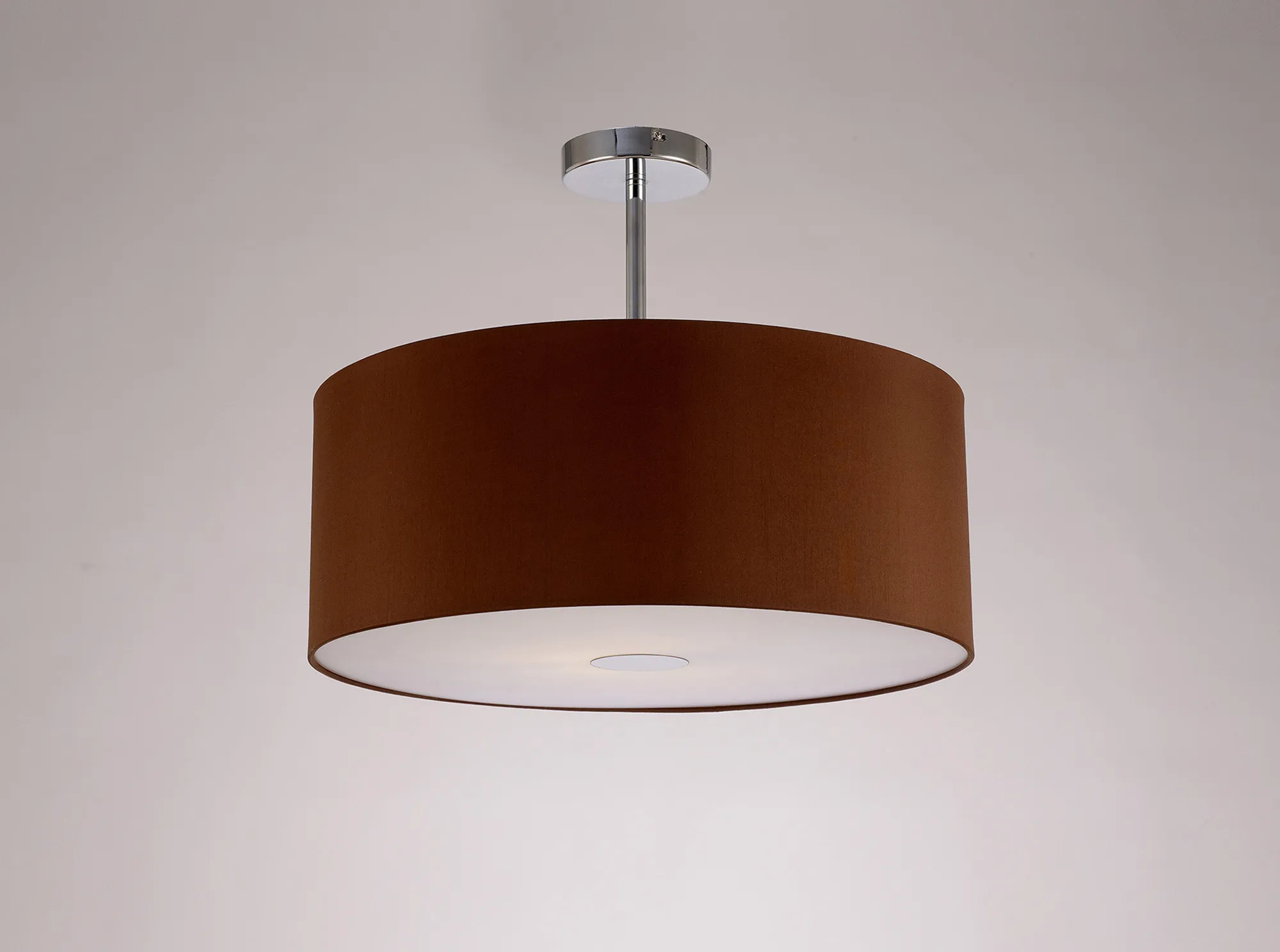 Baymont 50cm Semi Flush 1 Light Polished Chrome, Raw Cocoa/Grecian Bronze, Frosted Diffuser DK0106  Deco Baymont CH RC